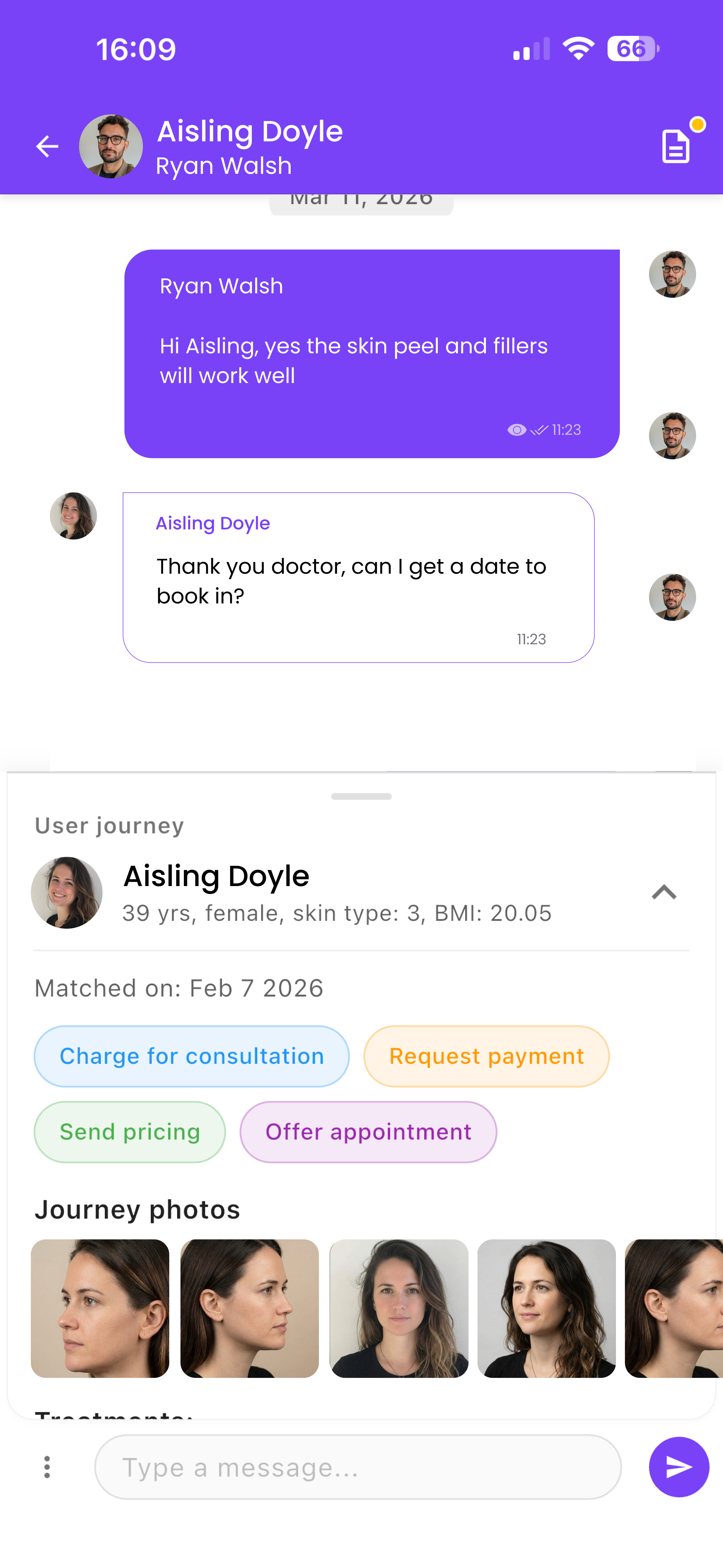 Chat and assess — MeTime chat screen